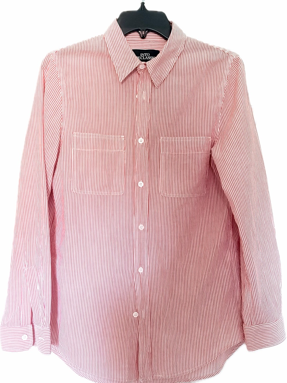 Zara Red & White Narrow Stripe Cotton Lightweight Shirt